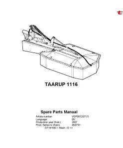 Taarup 1116 Drum Mower 2007_45GT01 Parts Manual Catalog Pdf Download