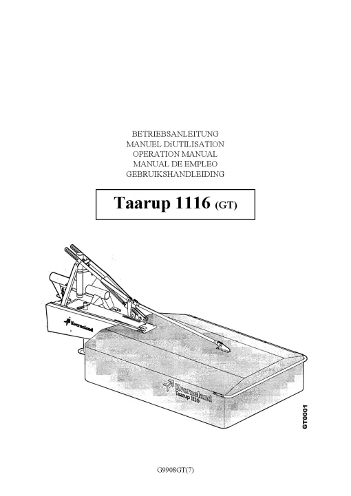 Taarup 1116-GT Drum Mower 2002_29GT01 Operation Maintenance Manual PDF download