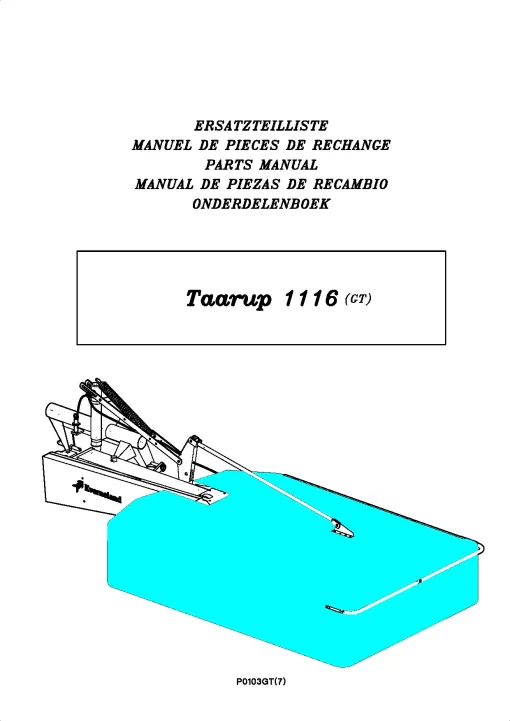 Taarup 1116 -GT Drum Mower 2002_29GT01 Parts Manual Catalog Pdf Download