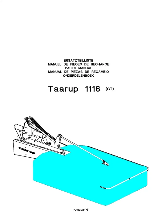 Taarup 1116 -GT Drum Mower 2002_31GT01 Parts Manual Catalog Pdf Download