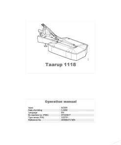 Taarup 1118 Mower Conditioner 2007 PIN 32ST01 Operation Maintenance Manual PDF download