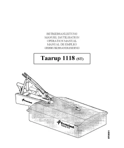 Taarup 1118 -ST Mower Conditioner 2002 PIN 24ST01 Operation Maintenance Manual PDF download