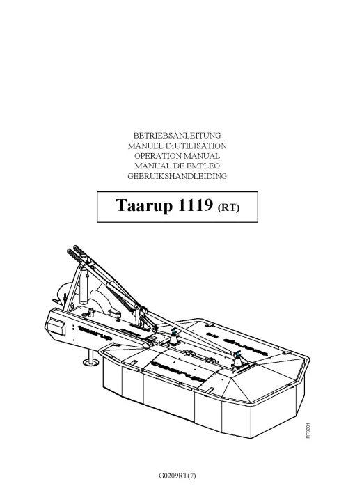 Taarup 1119-RT Mower Drum 2002_21RT01 Operation Maintenance Manual PDF download