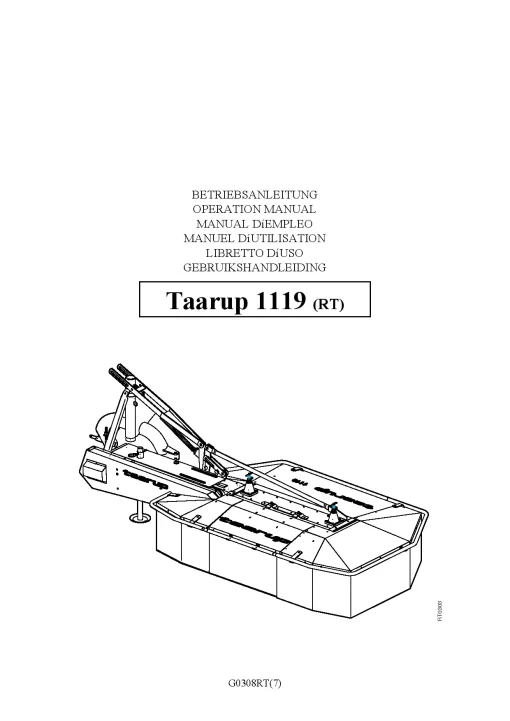 Taarup 1119-RT Mower Drum 2003_22RT01 Operation Maintenance Manual PDF download