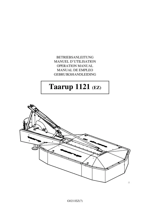 Taarup 1121-EZ Mower Drum 2004_08EZ01 Operation Maintenance Manual PDF download