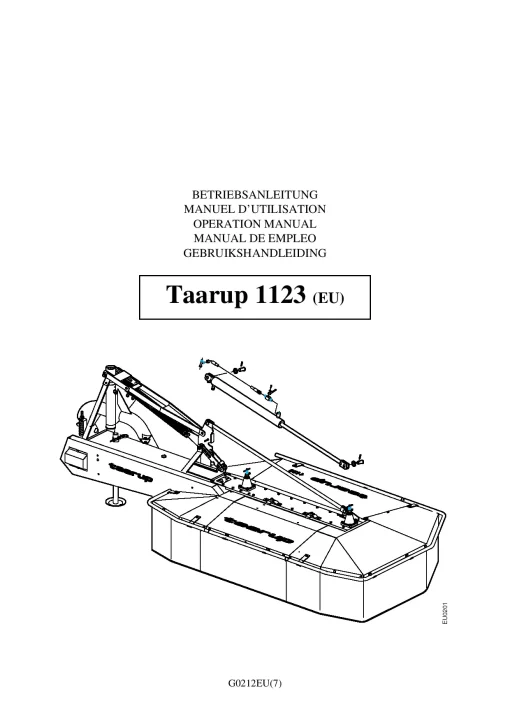 Taarup 1123-EU Mower Condittioner 2005_13EU01 Operation Maintenance Manual PDF download