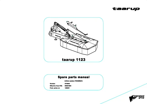 Taarup 1123 Mower Condittioner 2004 12EU01 Parts Manual Catalog Pdf Download