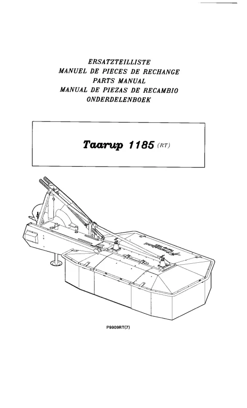 Taarup 1185 -RT Drum Mower 1998 Parts Manual Catalog Pdf Download