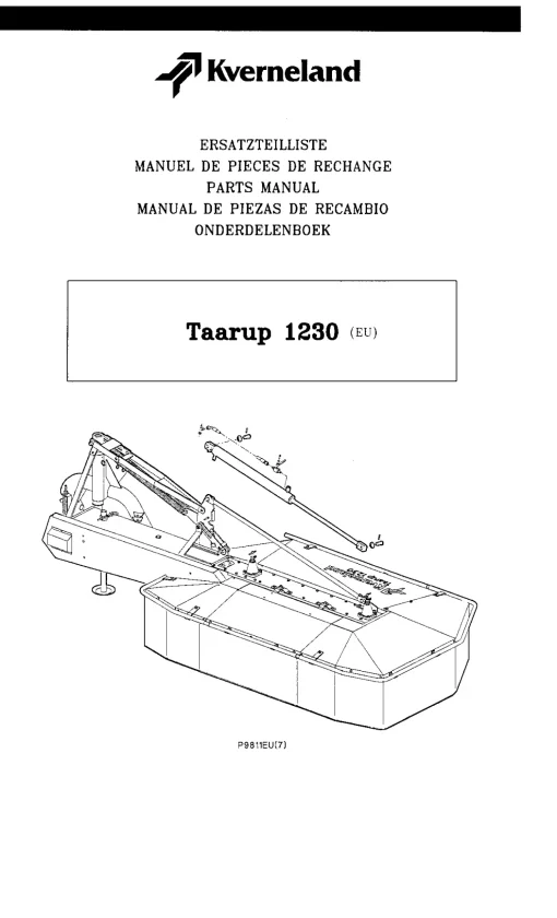 Taarup 1230 -EU Mower Condittioner 1998 Parts Manual Catalog Pdf Download