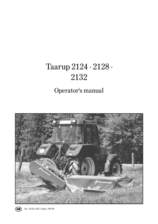 Taarup 2124 2128 2132 Mower 1999 Operation Maintenance Manual PDF download