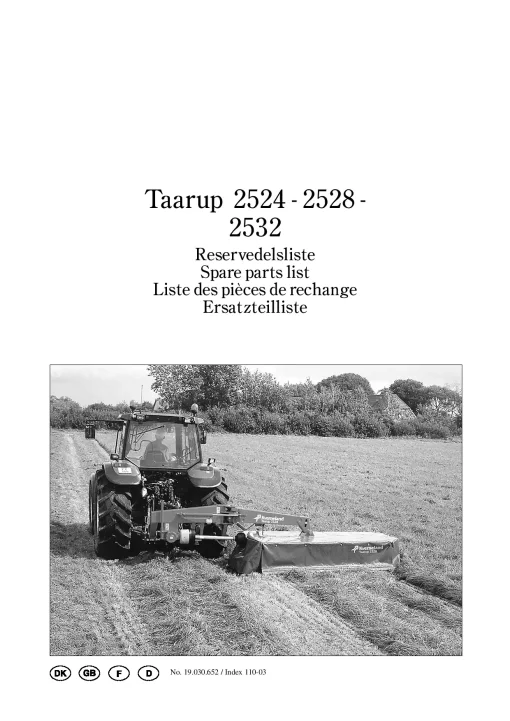 Taarup 2524 2528 2532 Mower 2000 Parts Manual Catalog Pdf Download