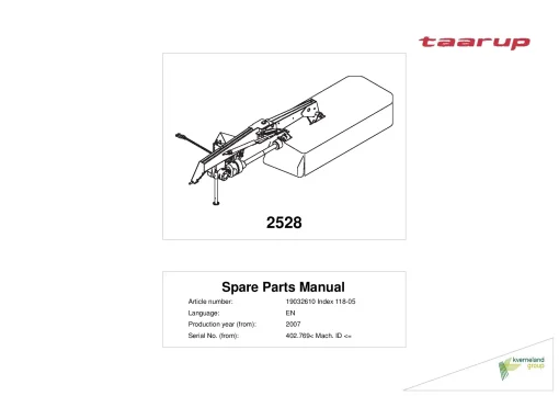 Taarup 2528 Mower 2007 Sn 402769- Parts Manual Catalog Pdf Download