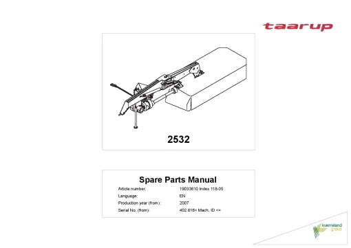 Taarup 2532 Mower 2007 Sn 402816- Parts Manual Catalog Pdf Download