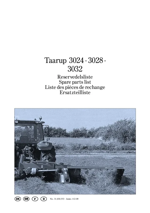 Taarup 3024 3028 3032 Mower Conditioner 2002 Parts Manual Catalog Pdf Download