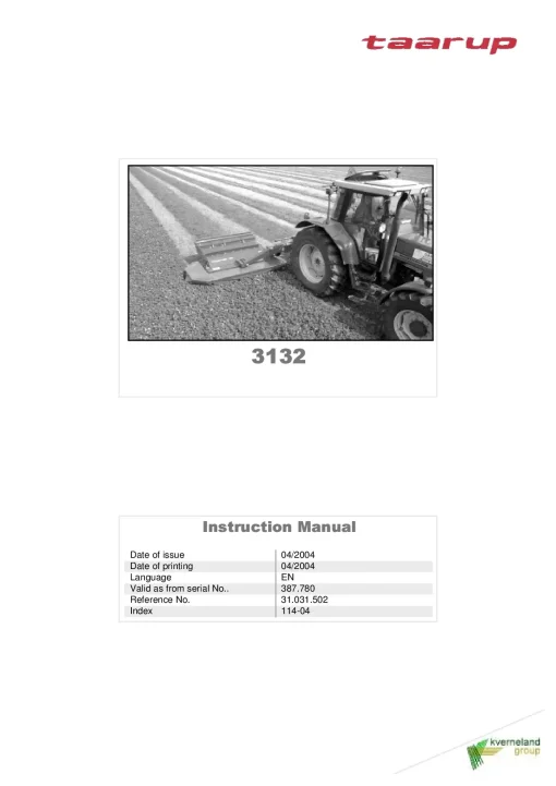 Taarup 3128 Mower Conditioner 2004 Operation Maintenance Manual PDF download