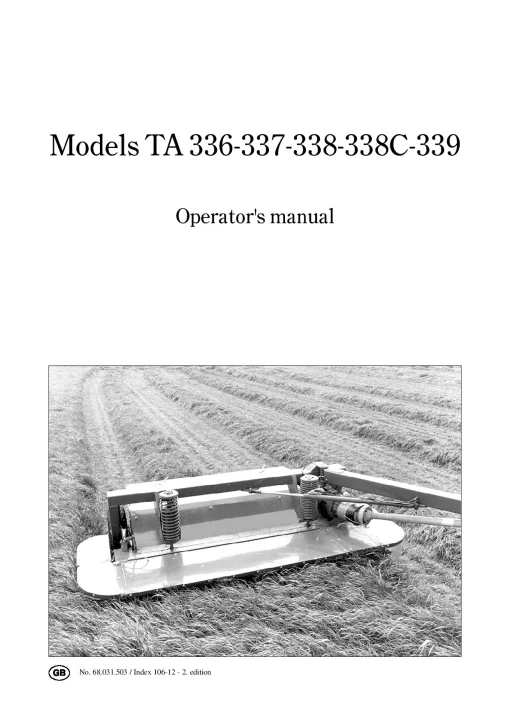 Taarup 336 337 338-C 339 Mower Conditioner 1999 Operation Maintenance Manual PDF download