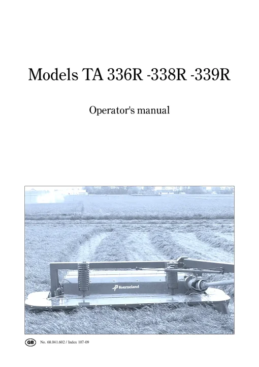 Taarup 336 338 339-R Mower Conditioner 1997 Operation Maintenance Manual PDF download