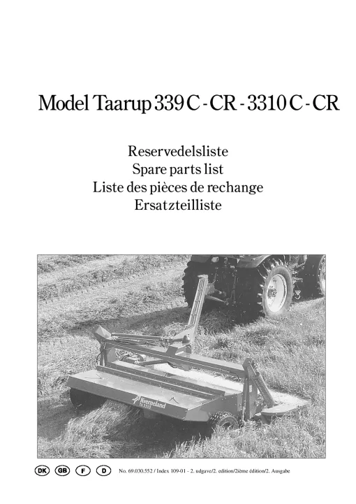 Taarup 339C -R 3310C -R Mower Conditioner 1999 Parts Manual Catalog Pdf Download
