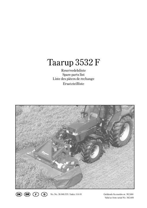 Taarup 3532F Mower Conditioner 2003 Parts Manual Catalog Pdf Download