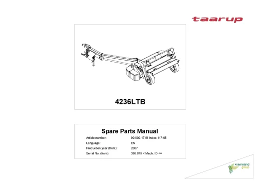 Taarup 4236LTB Mower Conditioner 2007 mach ID 398979- Parts Manual Catalog Pdf Download