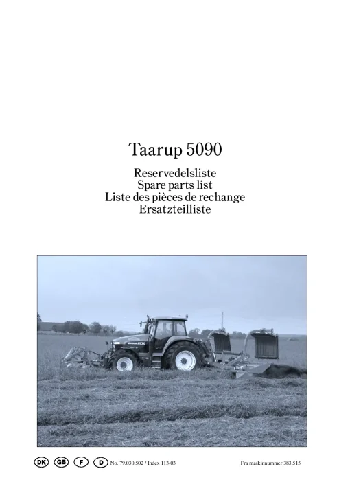 Taarup 5090 Mower Conditioner 2003 Parts Manual Catalog Pdf Download