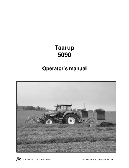 Taarup 5090 Mower Conditioner 2004 Operation Maintenance Manual PDF download