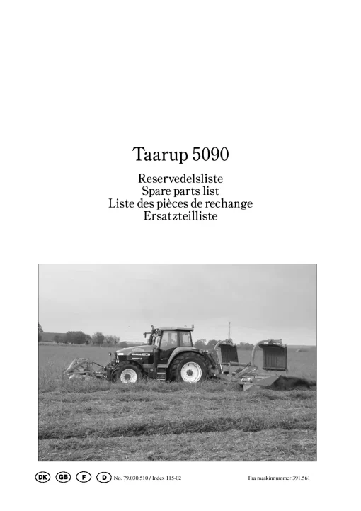 Taarup 5090 Mower Conditioner 2004 Parts Manual Catalog Pdf Download