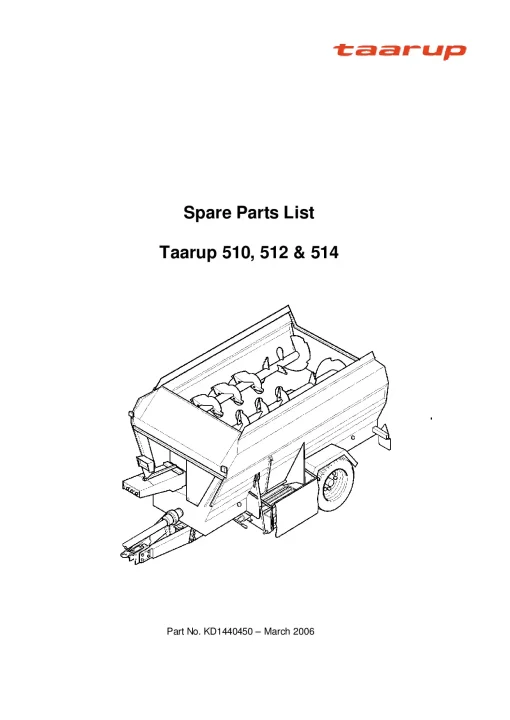 Taarup 510 512 514 Self loading Diet Feeders KD1440450-2004 Parts Manual Catalog Pdf Download