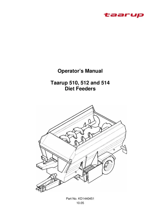 Taarup 510 512 514 Self loading Diet Feeders KD1440451_2005 Operation Maintenance Manual PDF download