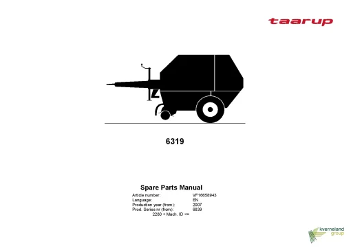 Taarup 6319 Balers Round Fixed chamber 2007 Mach ID 2280 Parts Manual Catalog Pdf Download
