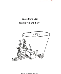 Taarup 712 714 700 series Diet feeders 2004 Parts Manual Catalog Pdf Download
