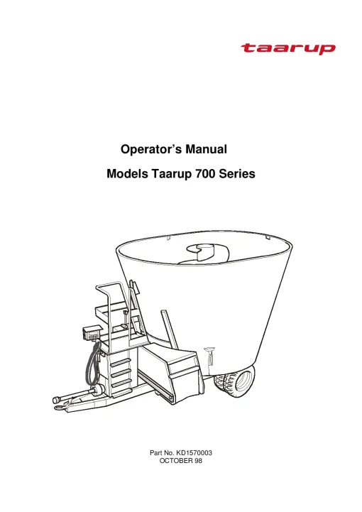 Taarup 712 714 700 series Diet feeders Diet feeders 1998 Operation Maintenance Manual PDF download