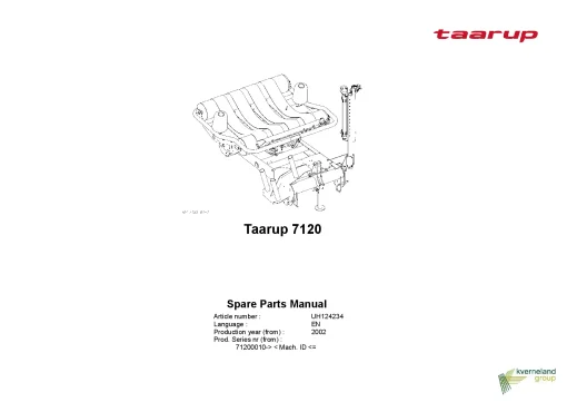 Taarup 7120 Bale wrappers Round bales 2002 Parts Manual Catalog Pdf Download