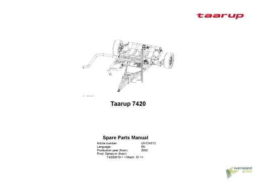Taarup 7420 Bale wrappers Round bales 2002 Parts Manual Catalog Pdf Download