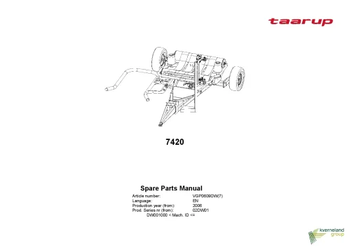 Taarup 7420 Bale wrappers Round bales 2006 Parts Manual Catalog Pdf Download