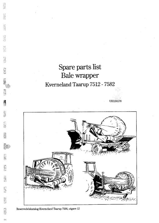 Taarup 7512-7582 Round Bale wrapper Parts Manual Catalog Pdf Download