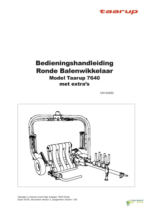Taarup 7640 Round Bale wrapper 2005 Operation Maintenance Manual PDF download