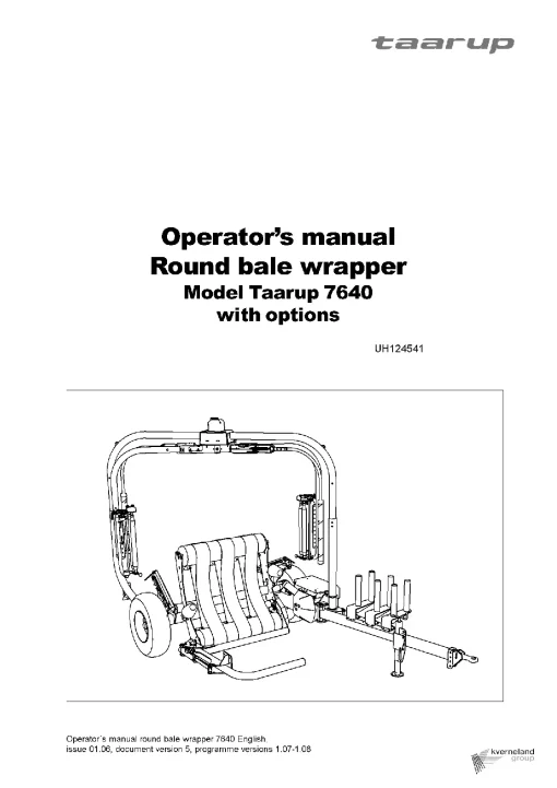 Taarup 7640 Round Bale wrapper 2006 Operation Maintenance Manual PDF download