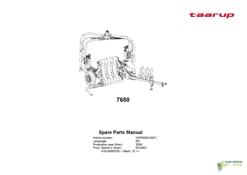 Taarup 7650 Bale wrappers Round bales Parts Manual Catalog Pdf Download