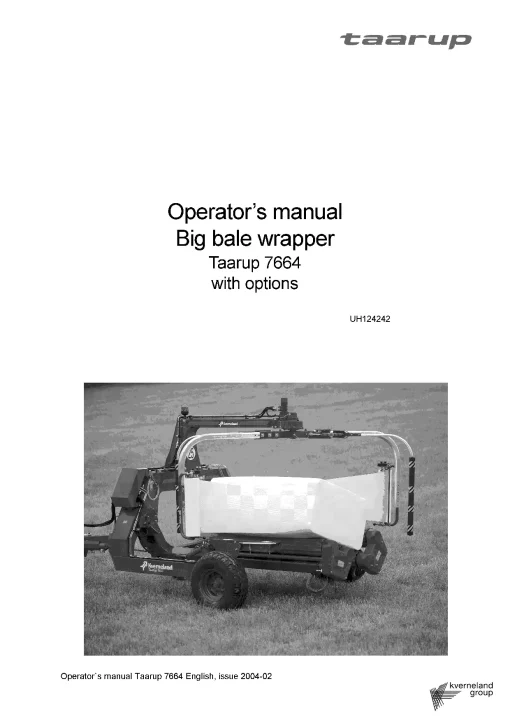 Taarup 7664 Big bale wrapper with options UH124242 Operation Maintenance Manual PDF download