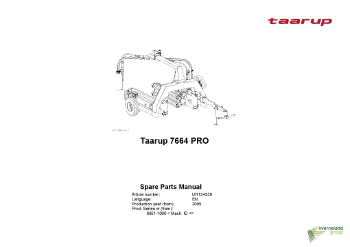 Taarup 7664 Pro Big bale wrapper 2005 Parts Manual Catalog Pdf Download