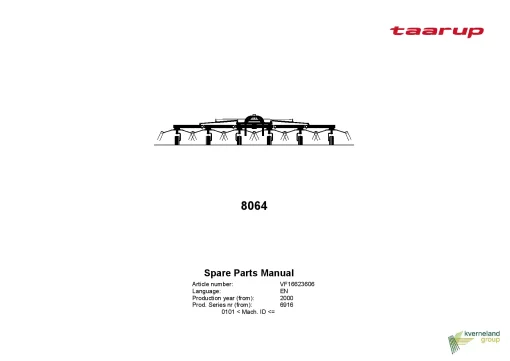 Taarup 8064 Tedders 6 rotors 2000 Parts Manual Catalog Pdf Download
