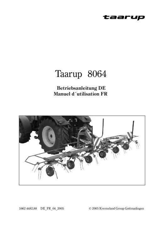 Taarup 8064 Tedders 6 rotors 2005 Operation Maintenance Manual PDF download