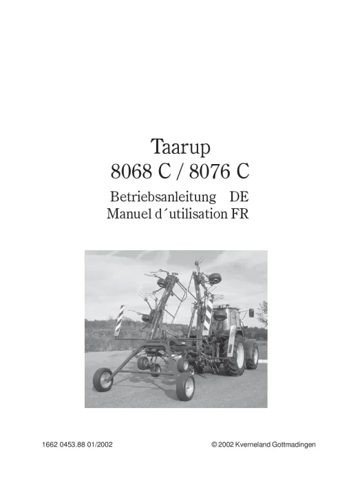 Taarup 8068C 8076C Tedders 6rotors 1999 Operation Maintenance Manual PDF download