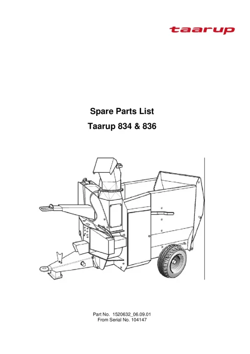 Taarup 834 836 Bale choppers and feeders Parts Manual Catalog Pdf Download