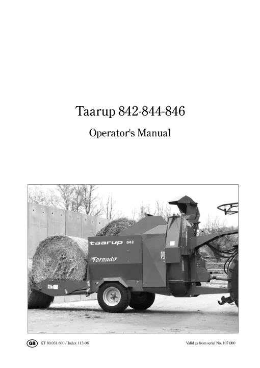 Taarup 842 844 846 Bale choppers and feeders Operation Maintenance Manual PDF download