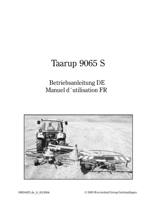 Taarup 9065S Rakes multi rotors 1998 Operation Maintenance Manual PDF download