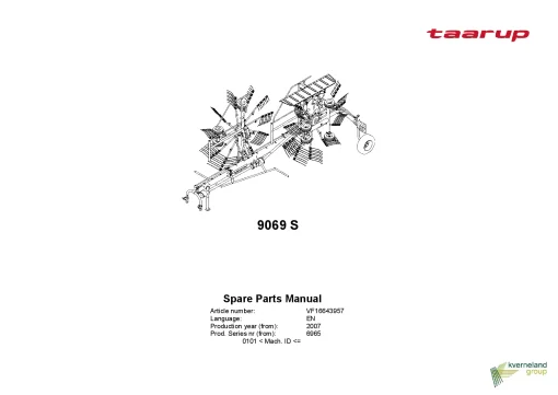 Taarup 9069S Rakes multi rotors 2007 Mach TD 0101- Parts Manual Catalog Pdf Download