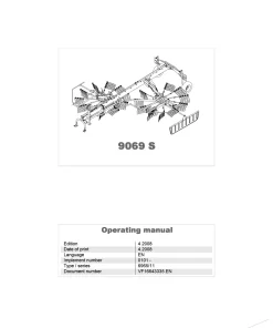 Taarup 9069S Rakes multi rotors 2007 Operation Maintenance Manual PDF download