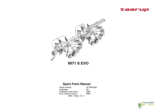 Taarup 9071S EVO Rakes multi rotors 2006 Parts Manual Catalog Pdf Download